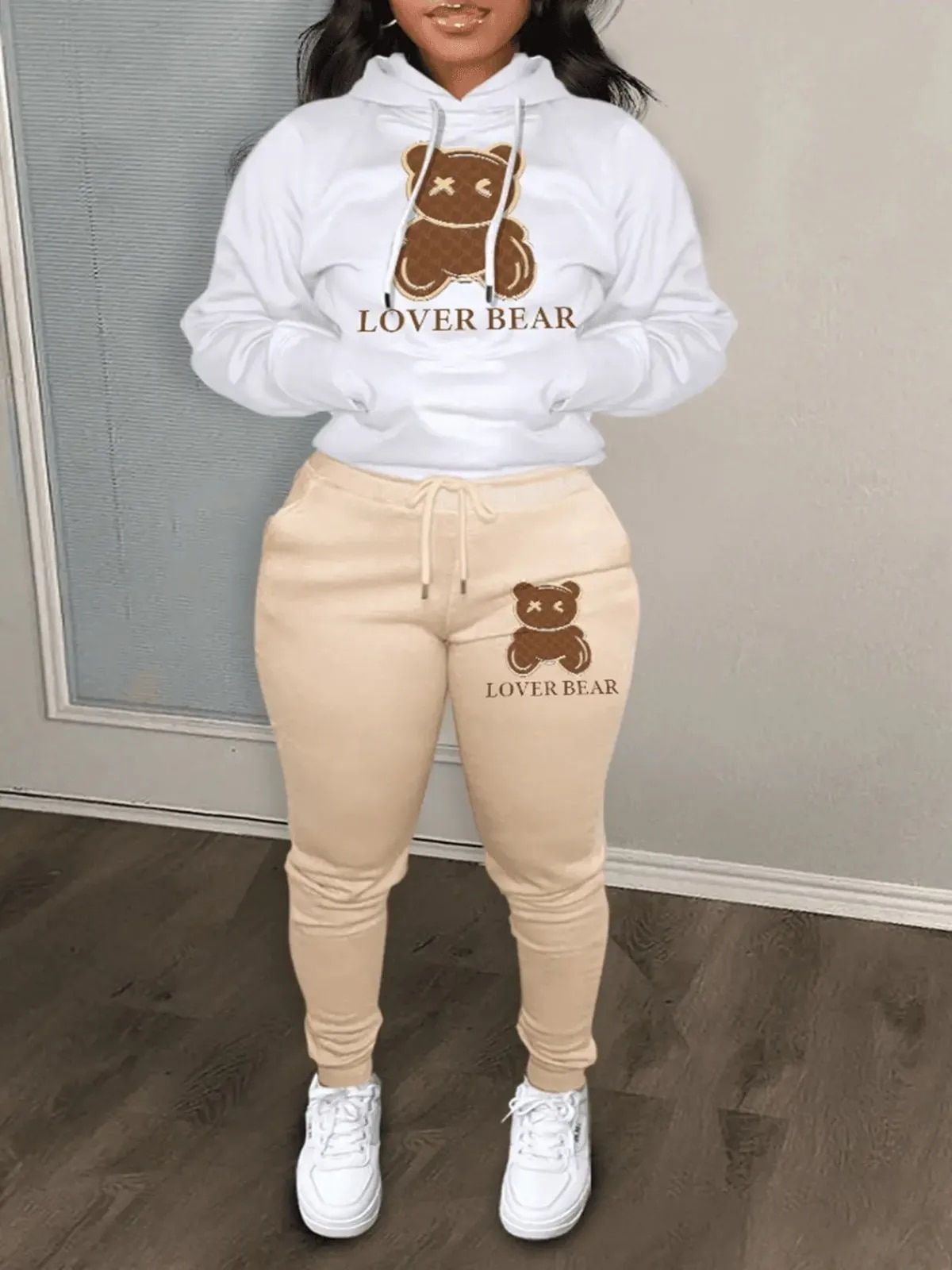 Lovely Bear Letter Tracksuit Set
