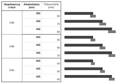 Prism Kepler Lupenbrille Arbeitsdistanz und Tiefenschärfe