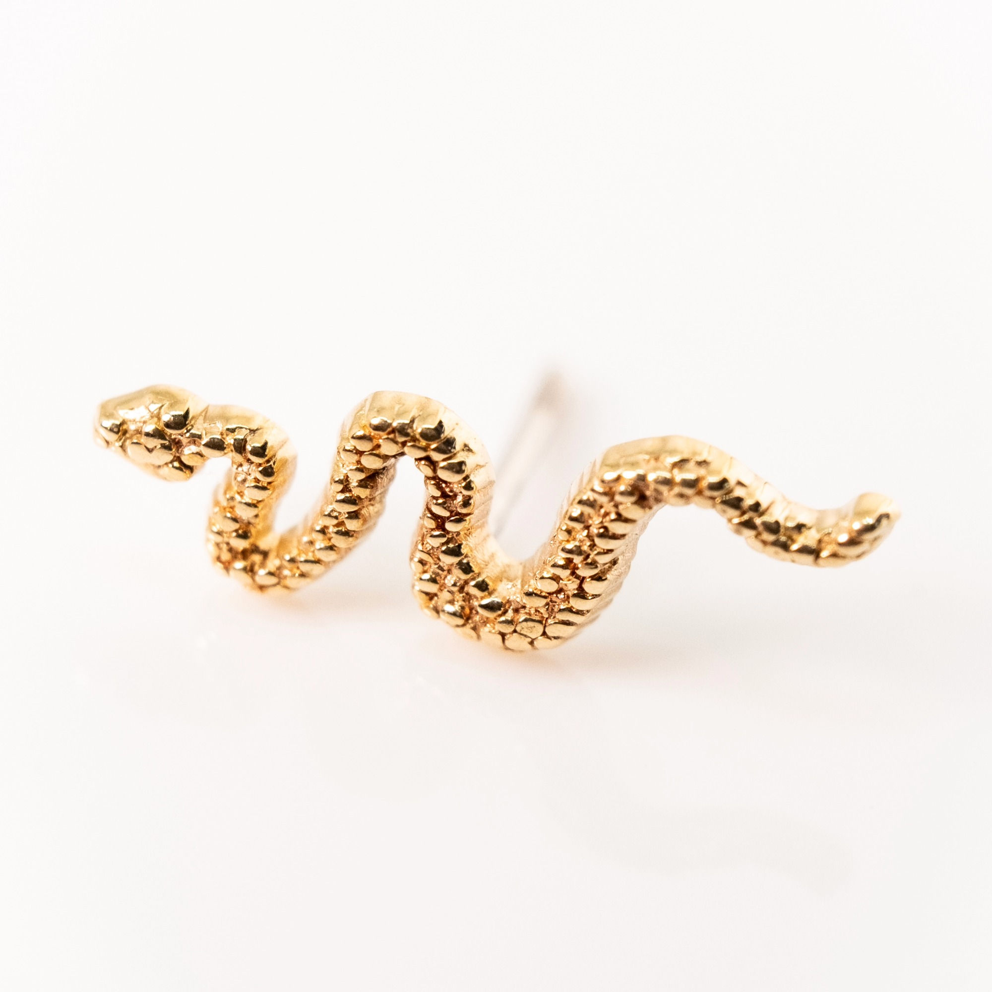 Body Gems 14k yellow gold threadless Snake piercing end
