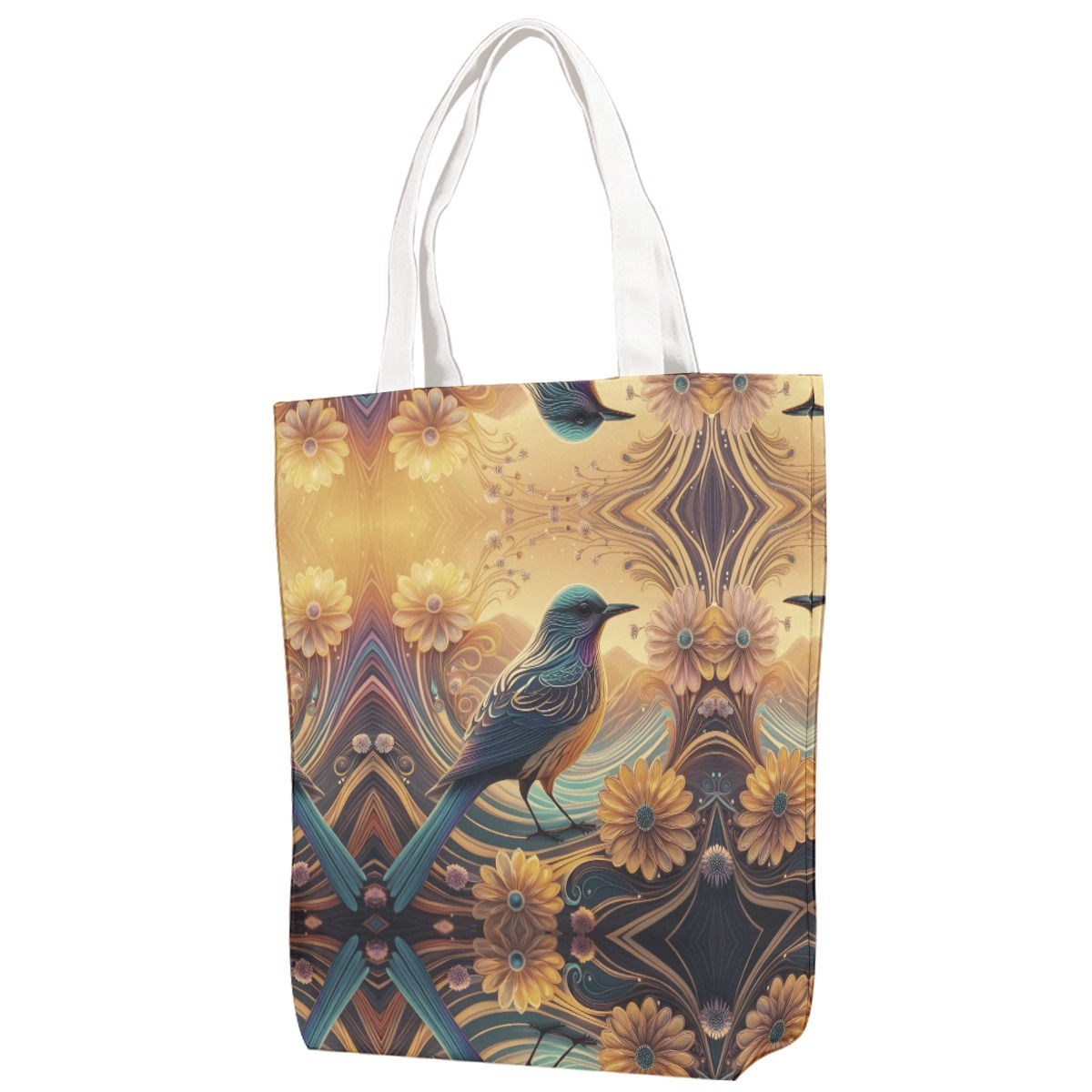 Nature's Embrace Blue Bird Tote Bag Canvas Eco Conscious Tote 3 Sizes