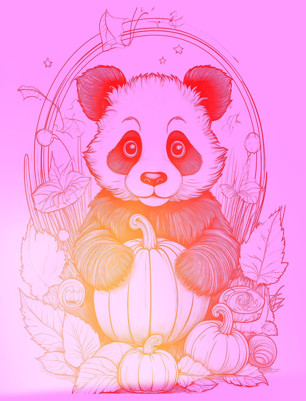 Pumpkin Coloring Page, Cute Baby Panda Fall Coloring Page, Free PDF Coloring Page, Panda with Pumpkin