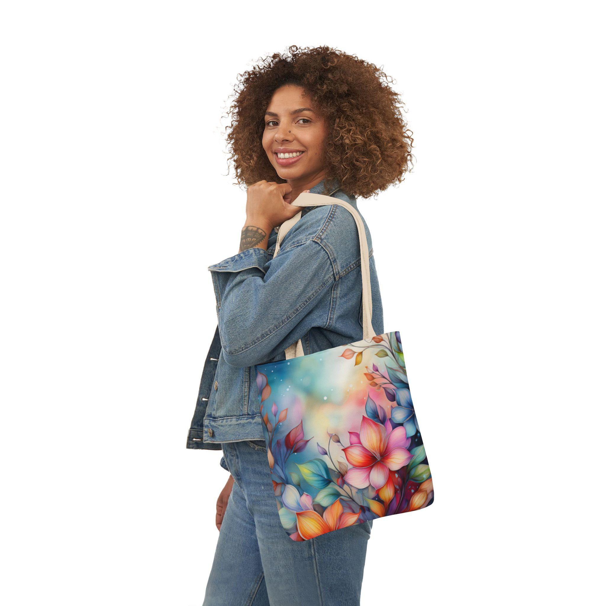 Boho Floral Canvas Tote Bag