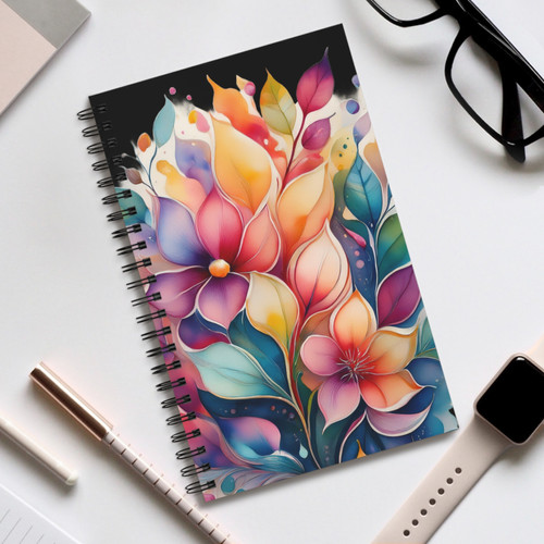 Vibrant Floral Spiral Journal or Sketch Pad | Akay One Love