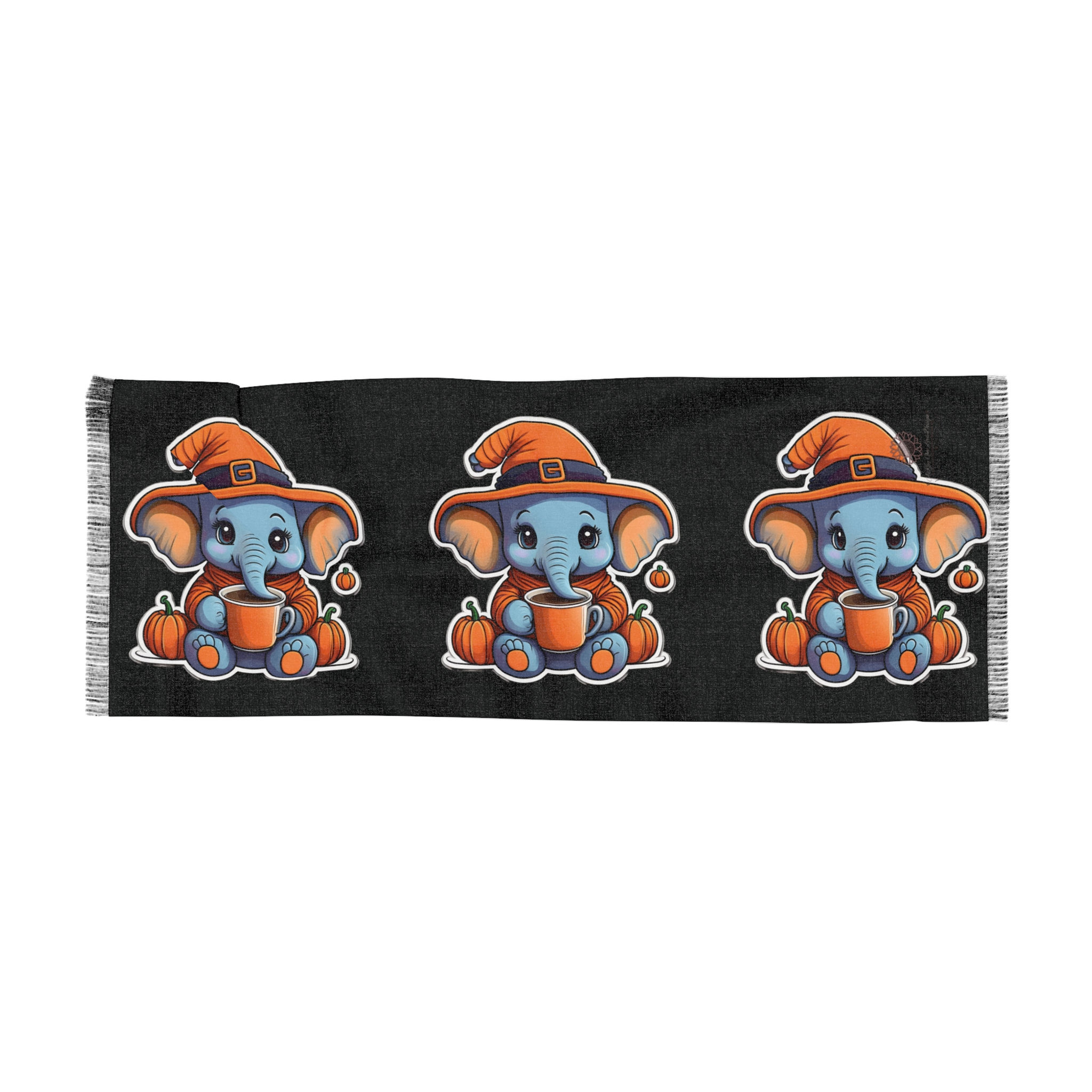 Halloween Scarf Hand Drawn Sketch to Beautiful and Cute Festive Scarf, Shawl