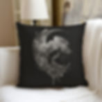 black and grey couch pillow size small and medium with custom artwork of tree of life and crescent moon