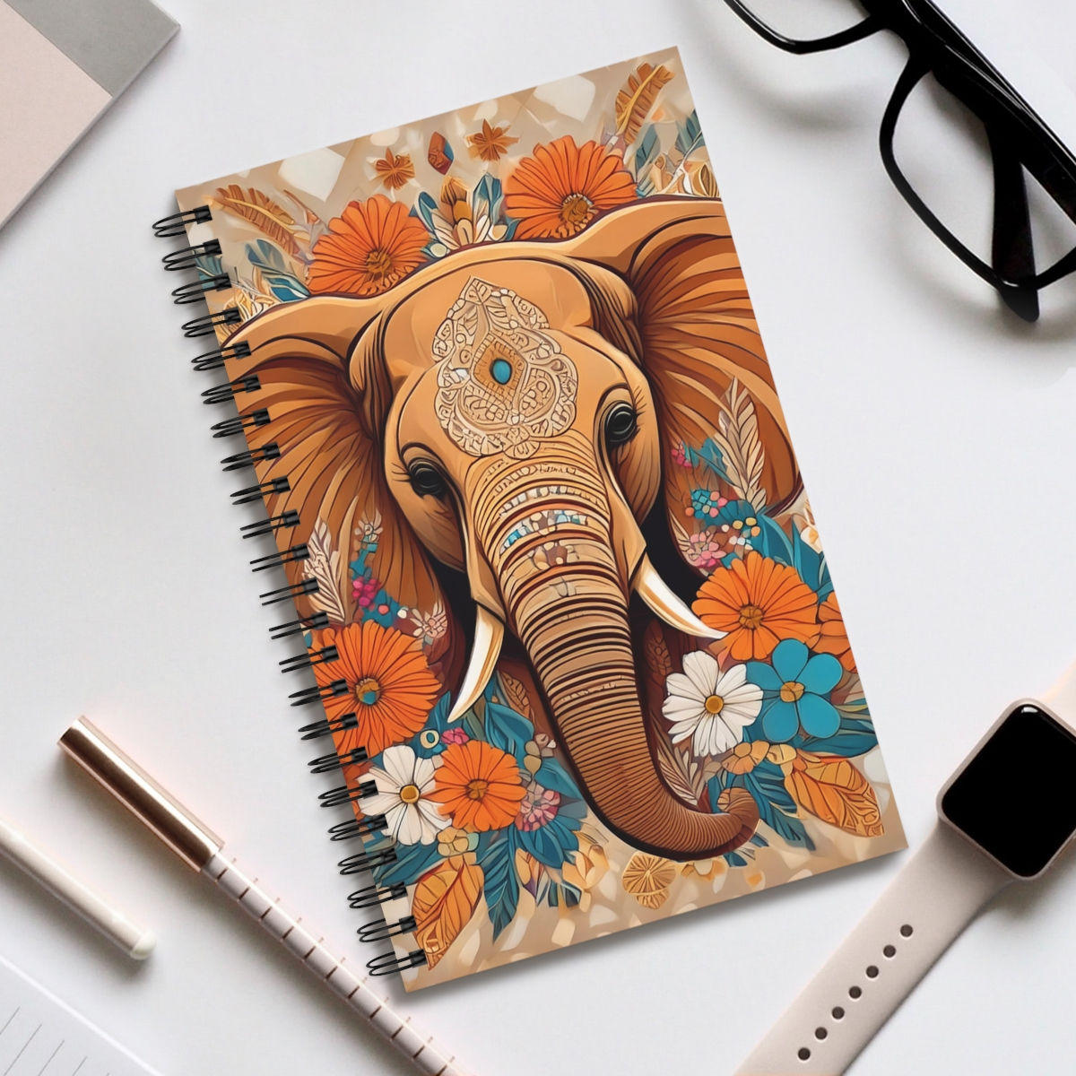Bohemian Elephant Inspiring Change Spiral Journal 4 Options