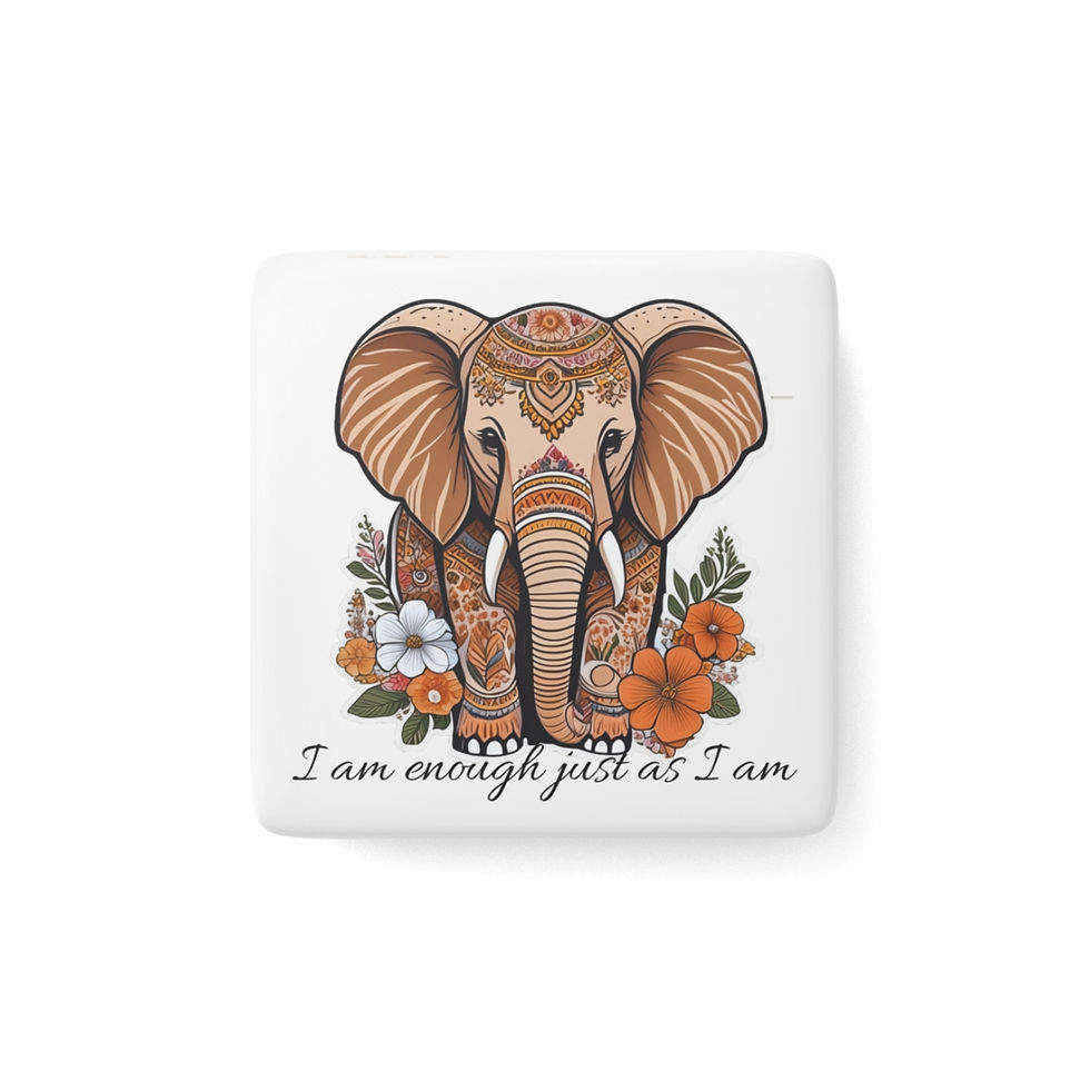 I am enough just as I am Affirmation Magnet, Elephant Mandala, Elephant Mandala Magnet, Affirmations, Self Care Journey