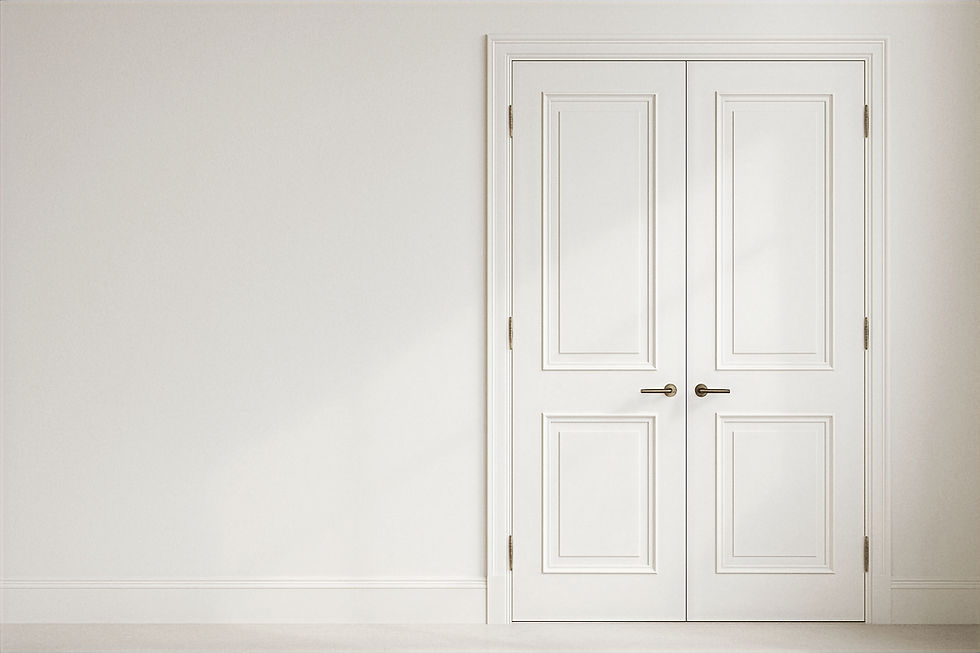 white wall and double doors indicating a new beginning