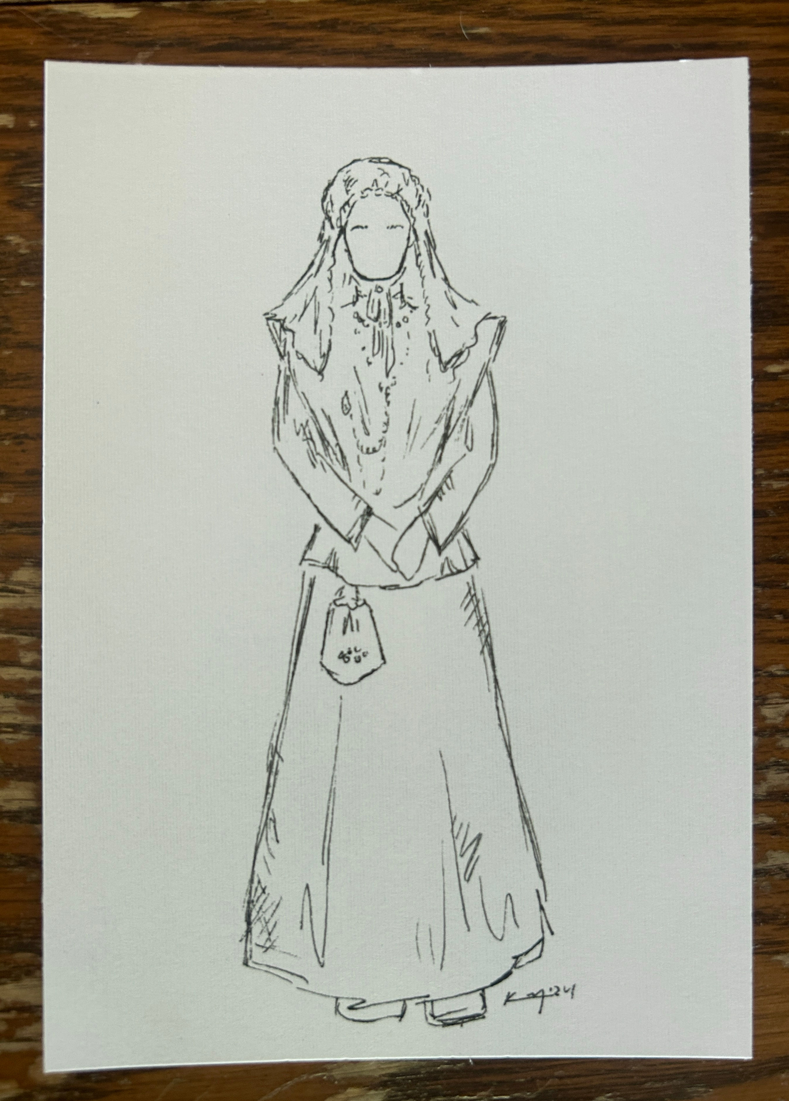 Best (Noord-Brabant) costume painting - line drawing