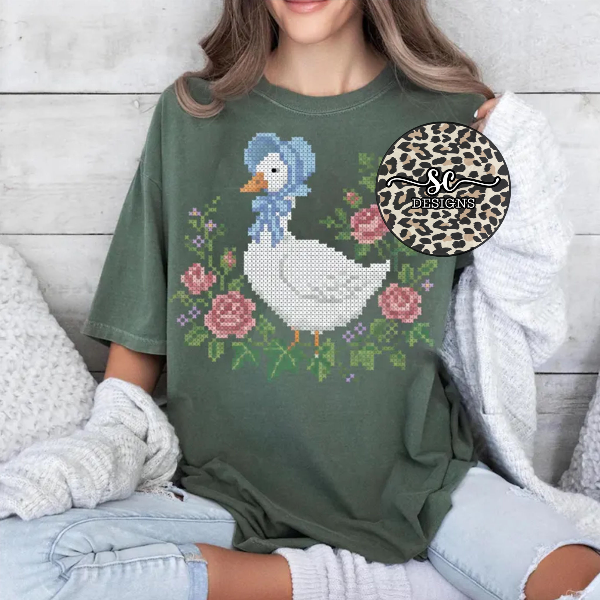 Goose Faux Cross Stitch Tee