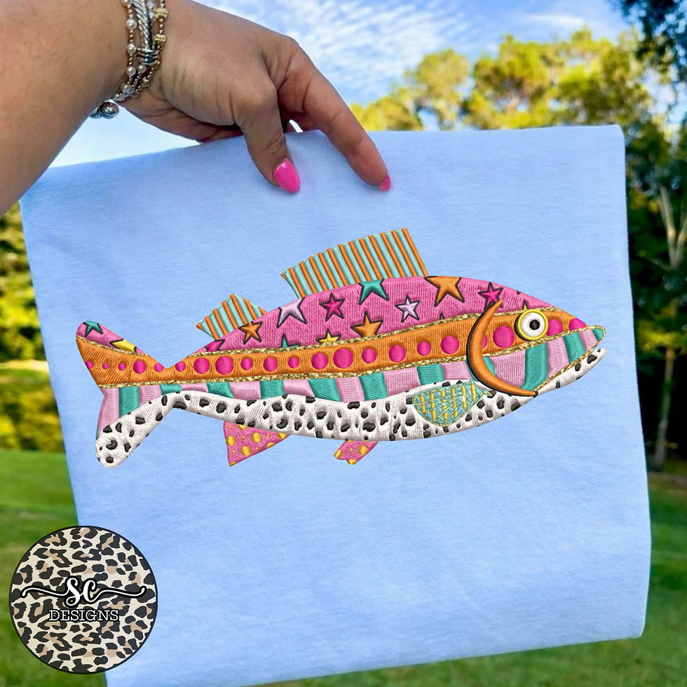 Thumbnail: Faux Embroidery Fish Tee