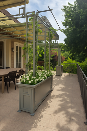 Pergola acier avec jardinières