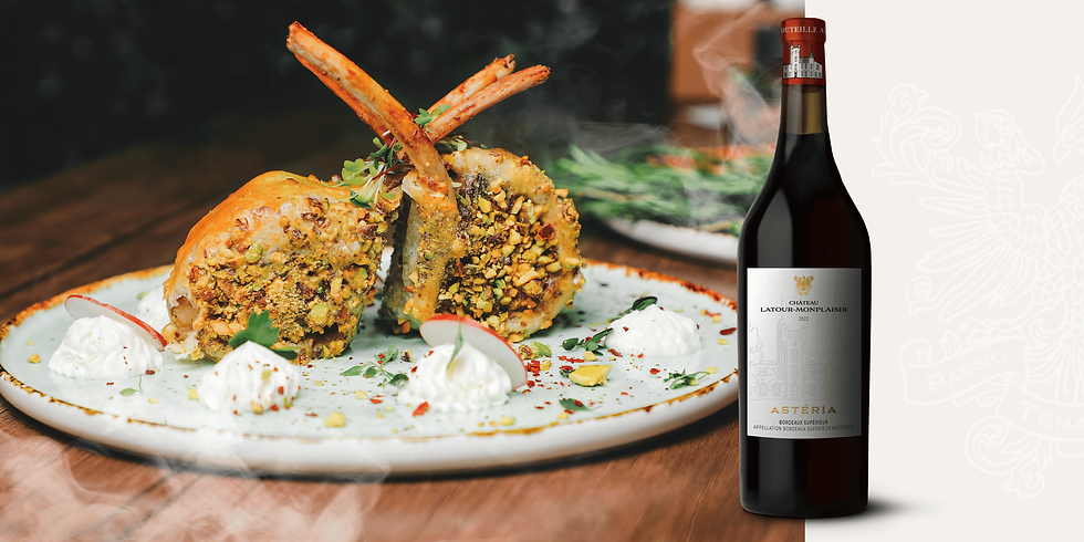 Carré d’agneau en croûte de pistaches & Astéria rouge 2020