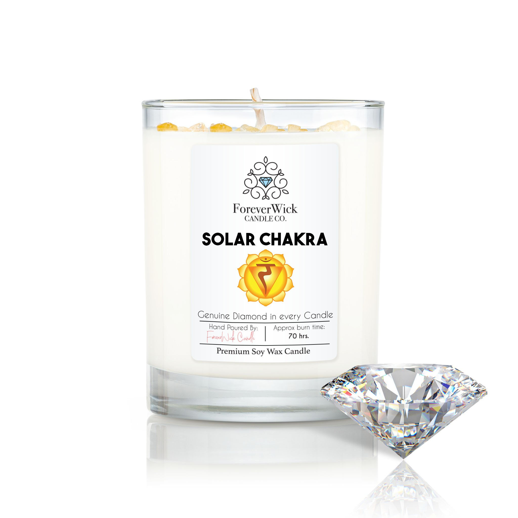 Solar Chakra Crystal & Diamond Candle