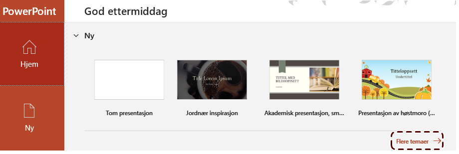 Skjermdump av PowerPoint