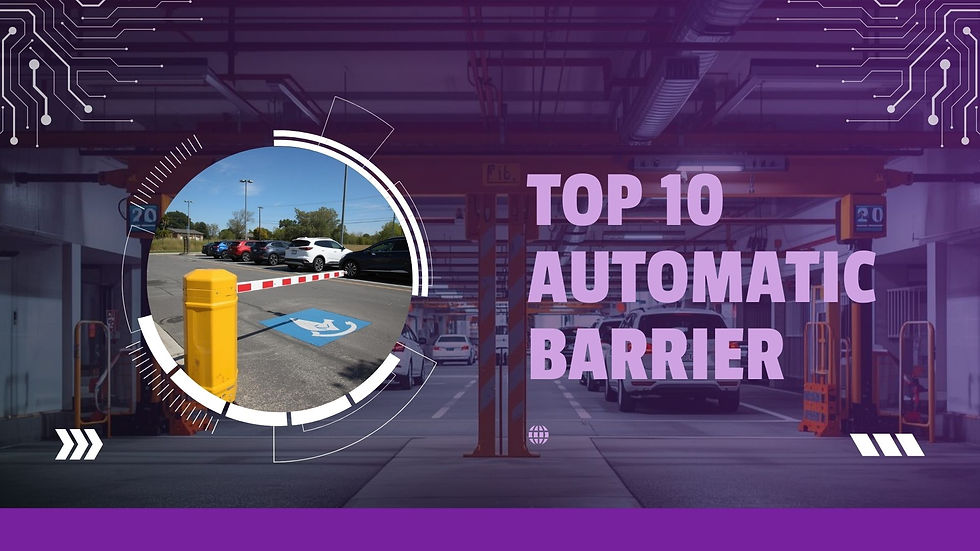 Eye-level view of automatic boom barrier installed at industrial site entrance