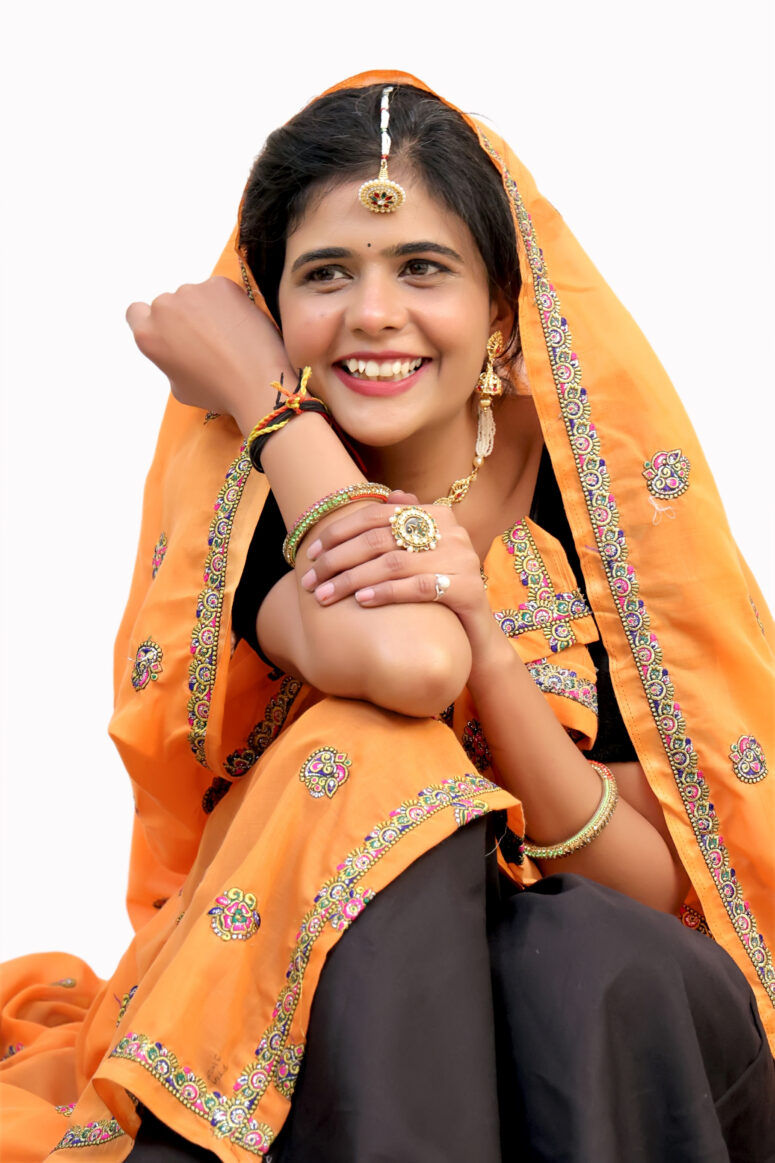 Thumbnail: Black Qashida Embroidery Lehnga And Lugdi