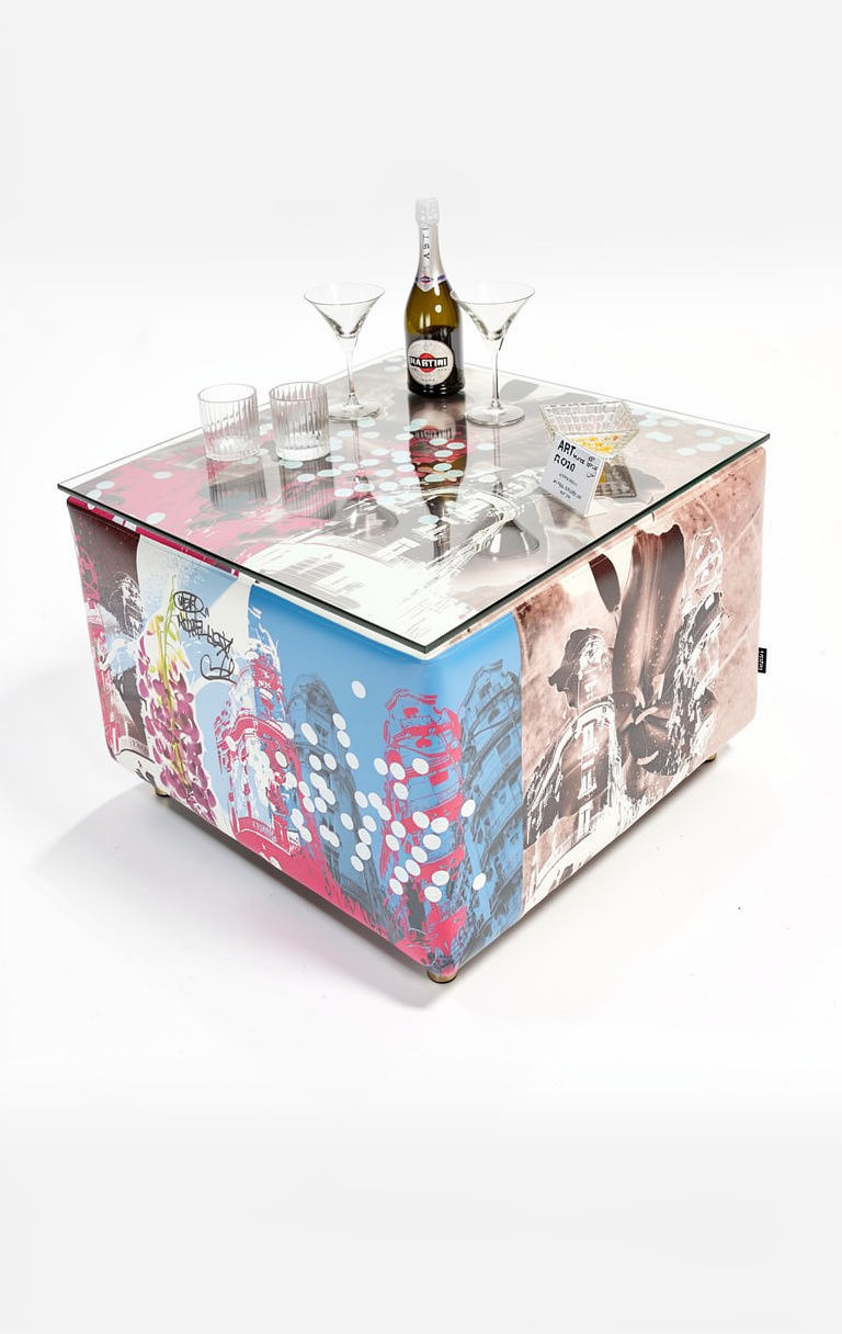 Thumbnail: Square art pouf functional art furniture for modern interiors.