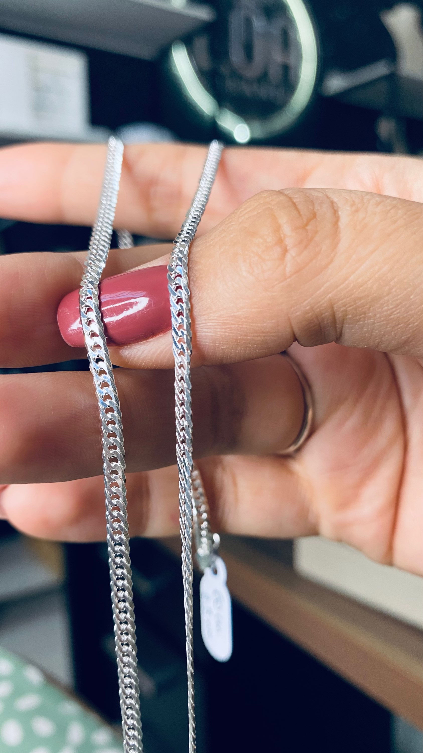 Corrente colar grumet dupla fina (3,5 mm) , em prata 925