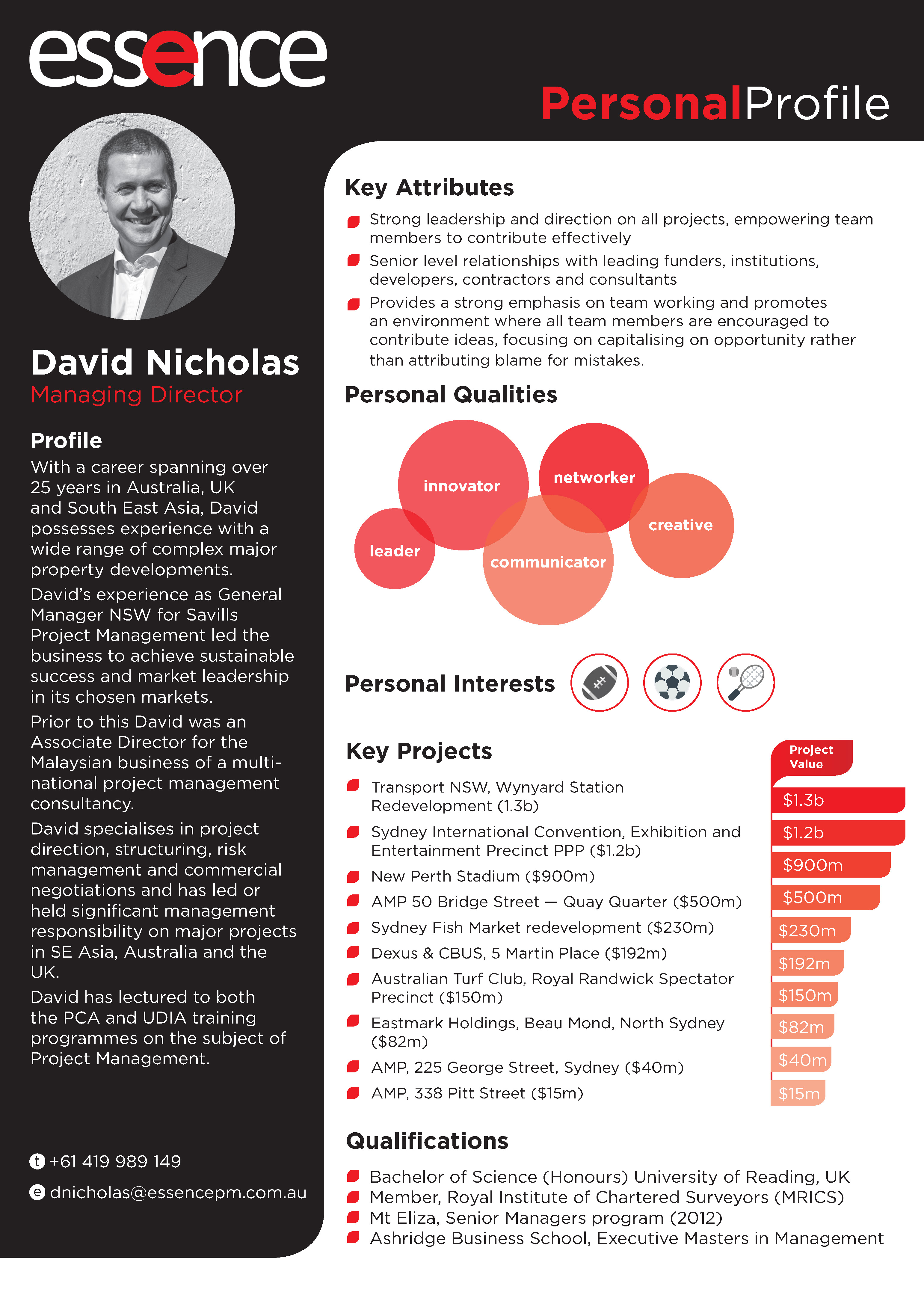 Essence Project Management CV design