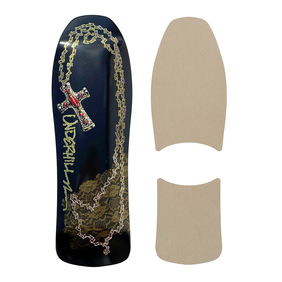Thumbnail: Top View of Powell Peralta Ray Underhill Cross with Die-Cut Style Grip Tape laser cut by Rough GT in clear