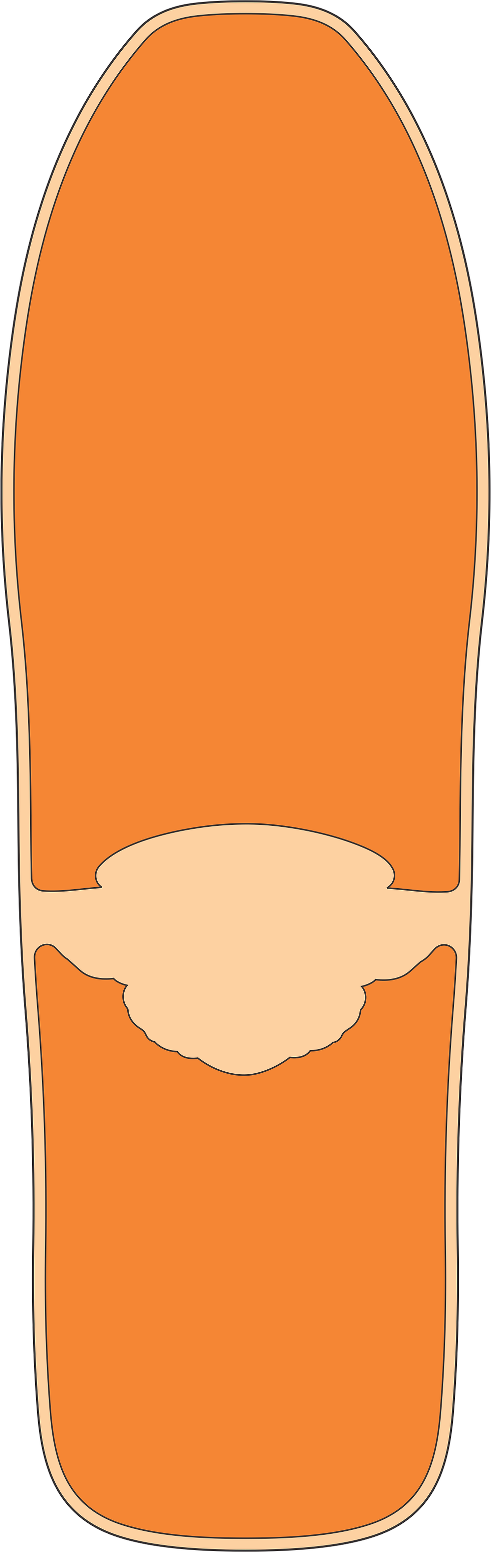 Thumbnail: Top view of Powell Peralta Skateboard deck with Die-cut Style Grip tape laser cut by Rough GT in orange