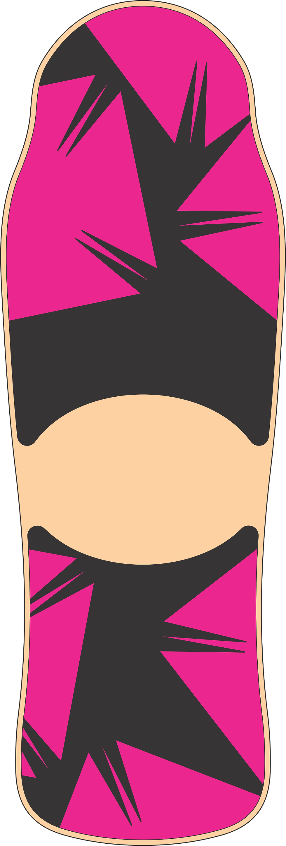 Thumbnail: Top View of Powell Peralta Tony Hawk series 15  with 12-piece Cross  style grip tape laser cut by Rough GT in black and pink