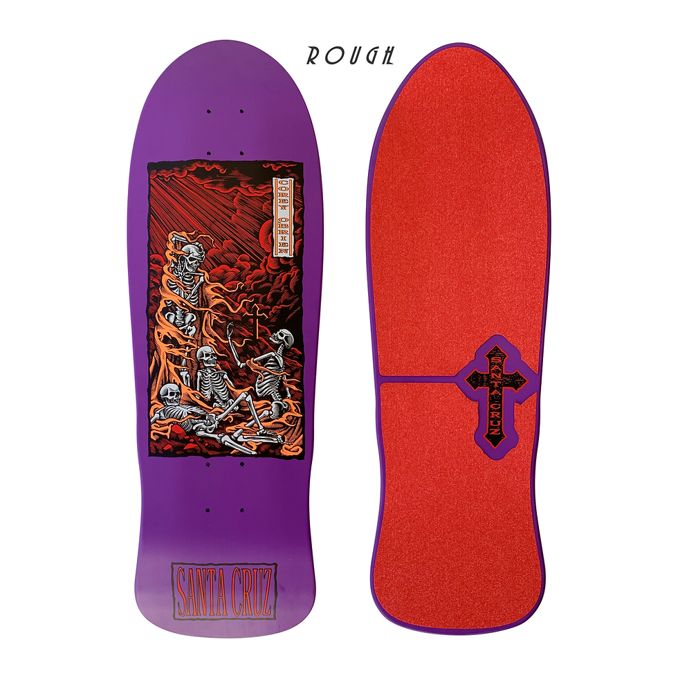 Top View Santa Cruz Skateboard Corey O'Brien Purgatory with die-cut style grip tape laser cut by Rough in red