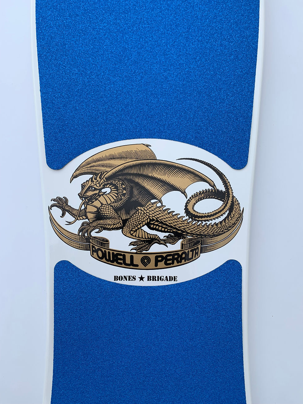 Thumbnail: Top View of Skateboard Powell Peralta Mike McGill with Die-cut Style Grip tape laser cut by Rough in blue