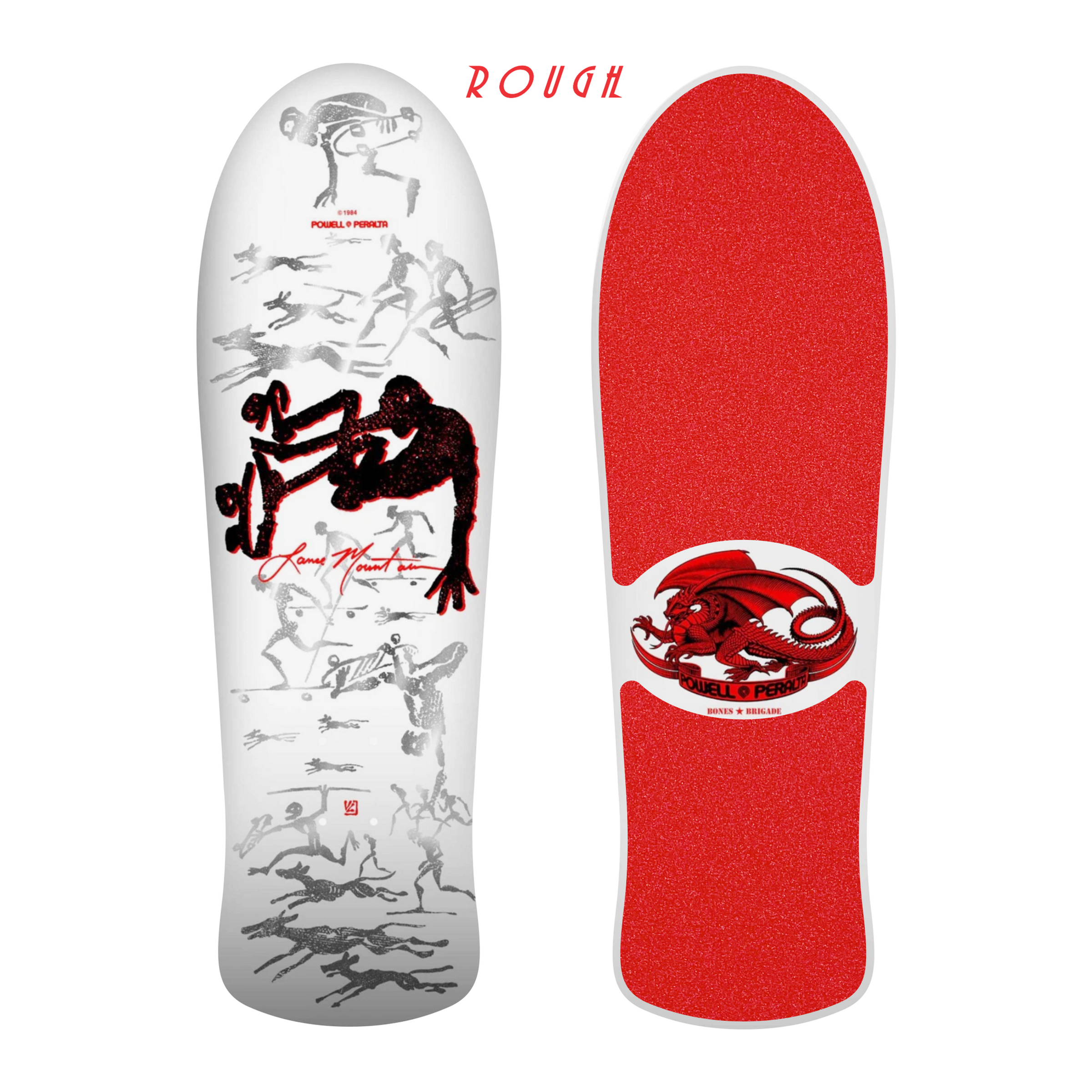 Top View of Powell Peralta Lance Mountain series 17 with die-cut style grip tape laser cut by Rough in red