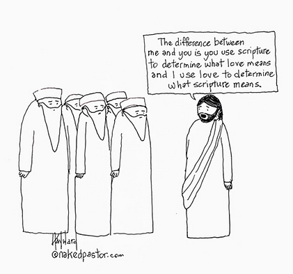 Cartoon - Love Determines Scriptures Mea