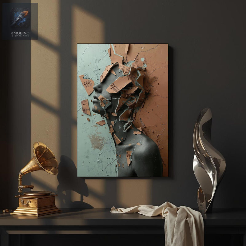 Cracked Plaster Portrait Canvas Wall Art - view 2