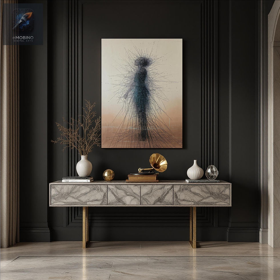 Thumbnail: Celestial Memory Canvas Print: Surrealist Figure Art
