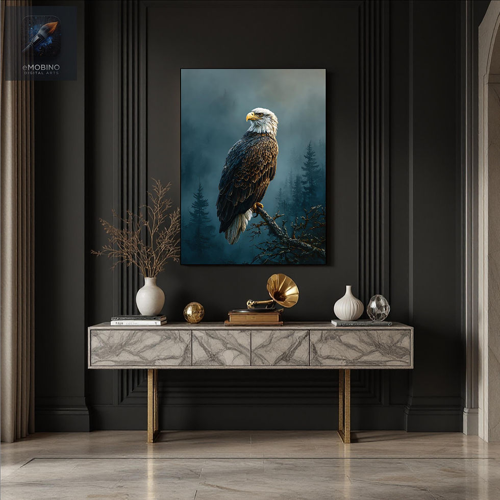 Thumbnail: Bald Eagle Canvas Wall Art - Majestic Wildlife Print, Misty Forest Decor