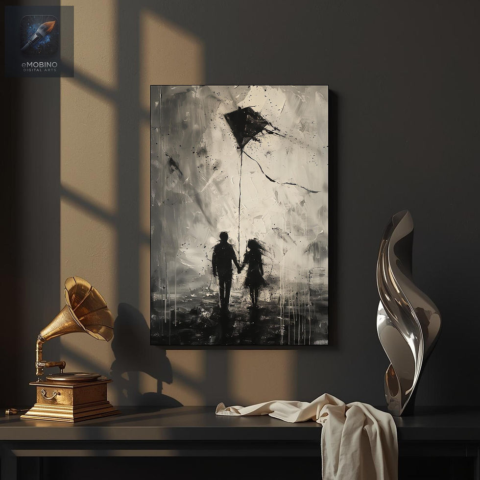 We Hold the Same Wind | Minimalist Couple Silhouette Canvas, Emotional Black &