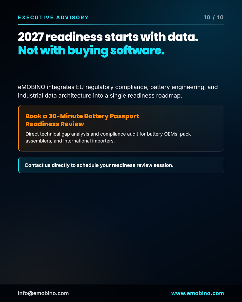 Slide 10 of 10. Executive advisory. 2027 readiness starts with data, not with buying software.