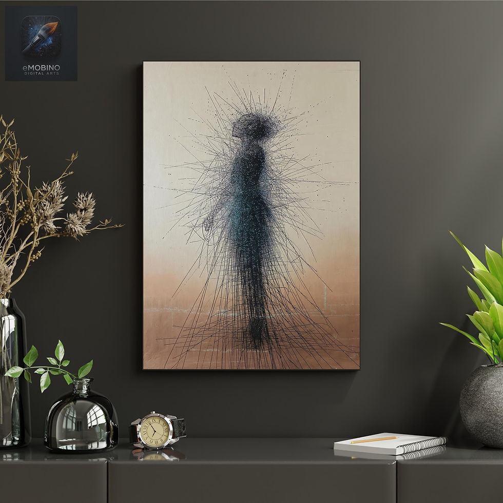 Thumbnail: Celestial Memory Canvas Print: Surrealist Figure Art