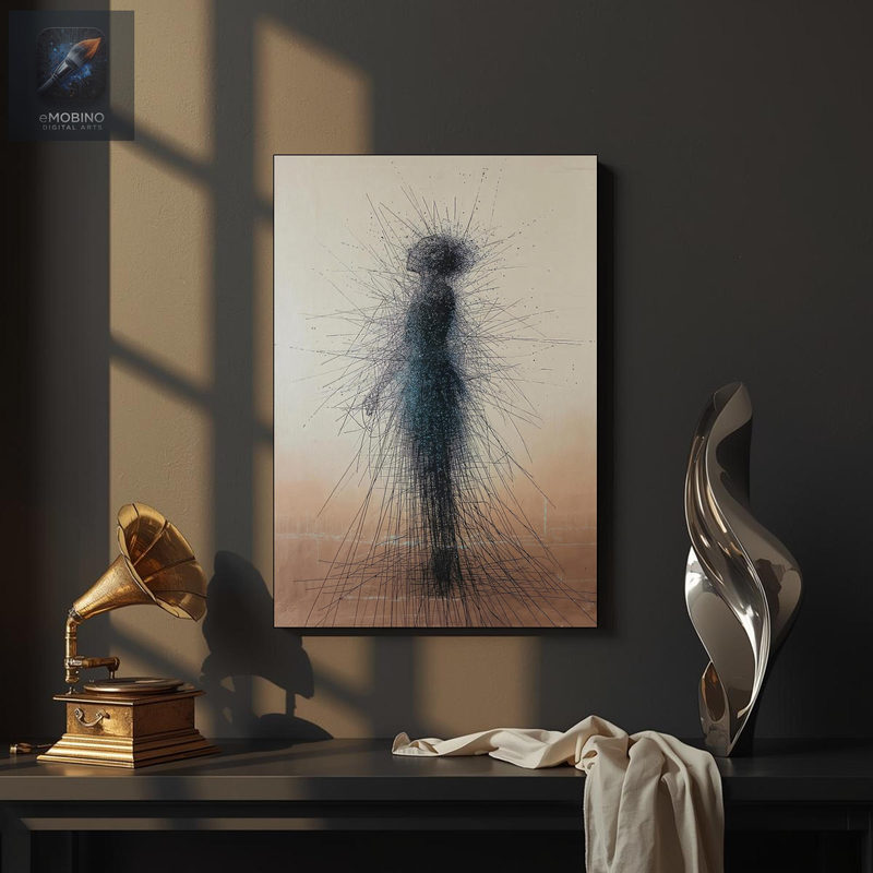 Wire Line Figure Canvas Wall Art, Scribble Silhouette Print - view 2