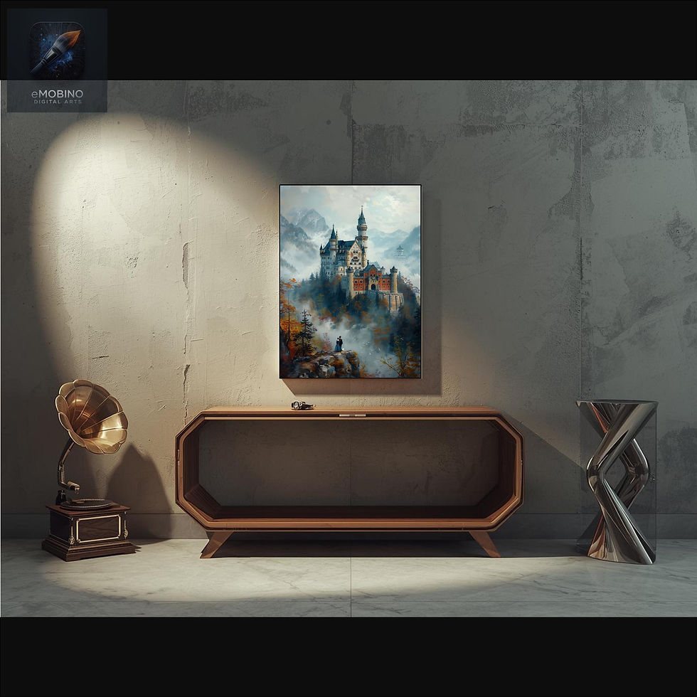 Thumbnail: Above the Clouds | Neuschwanstein Castle Canvas Wall Art, Fairytale Landscape
