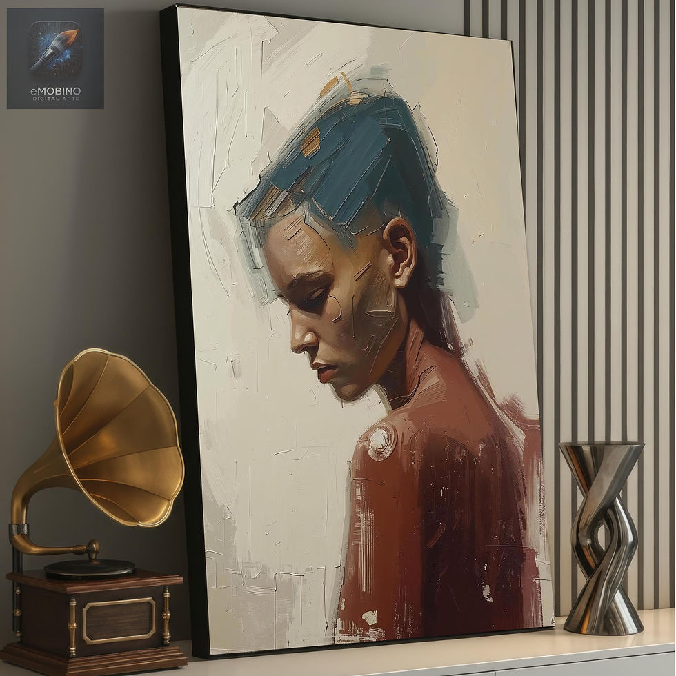 Contemporary Expressionist Portrait Canvas Art - Emotional Wall Decor - Custom