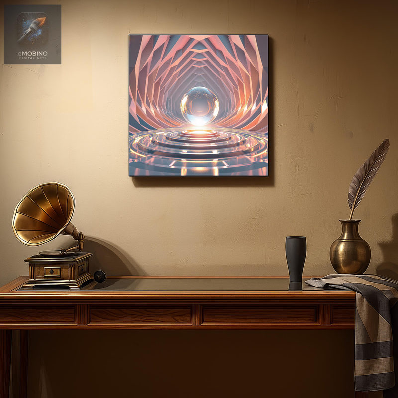 Abstract Sphere Aluminum Wall Art, Coral Tunnel Metal Print - view 2