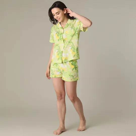 Thumbnail: Lemon Tree - Women's Cotton Shorty Pajama