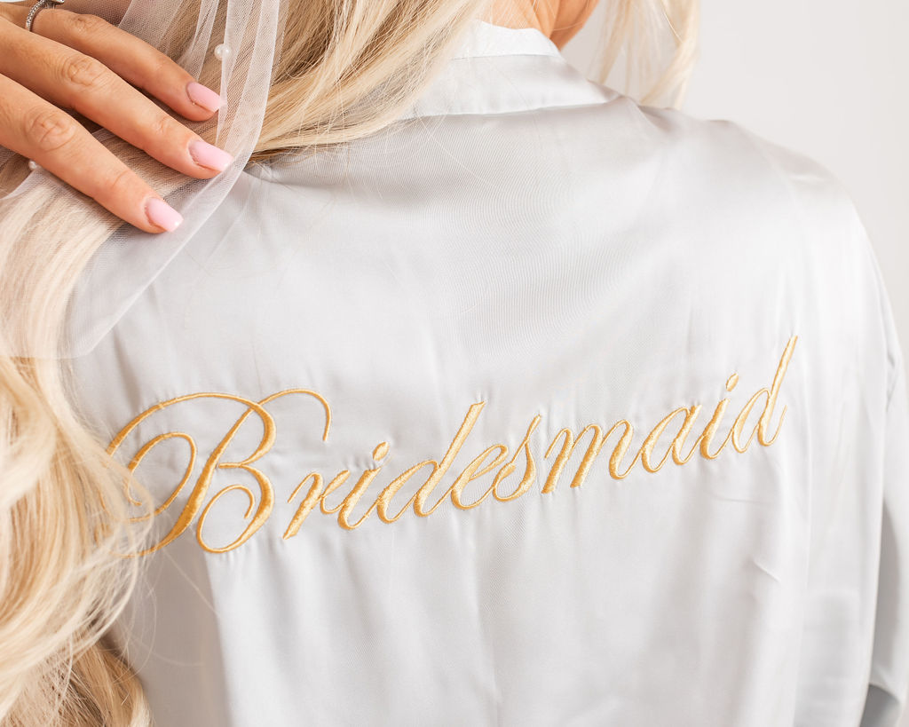 Bridesmaid Silk Kimono Robe - Sage Green & Gold