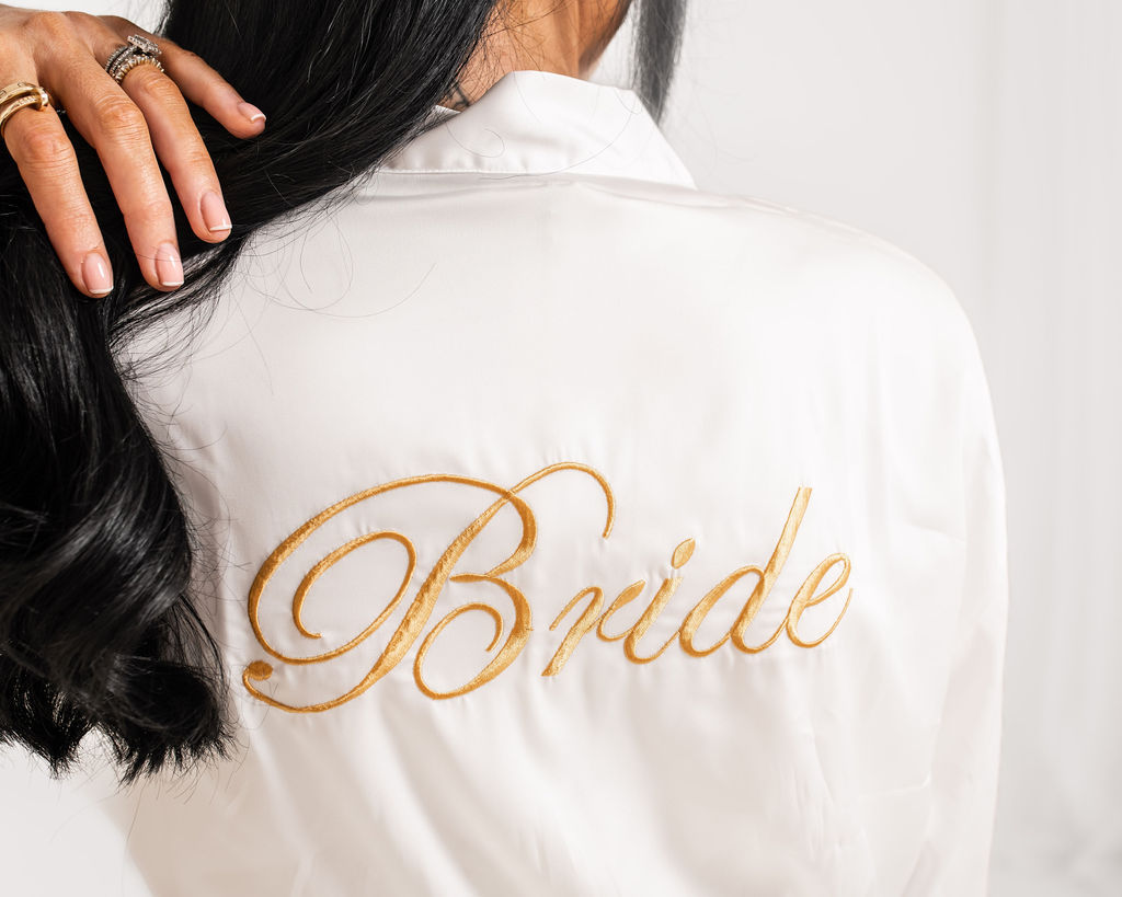 Bride Silk Kimono Robe - White & Gold