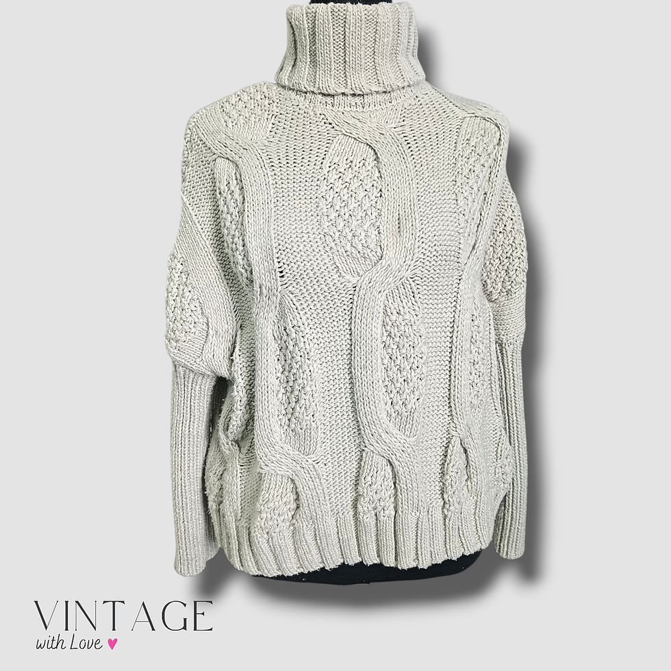 Thumbnail: RE: Light Grey Chunky Cable Knit Jumper - Size XS