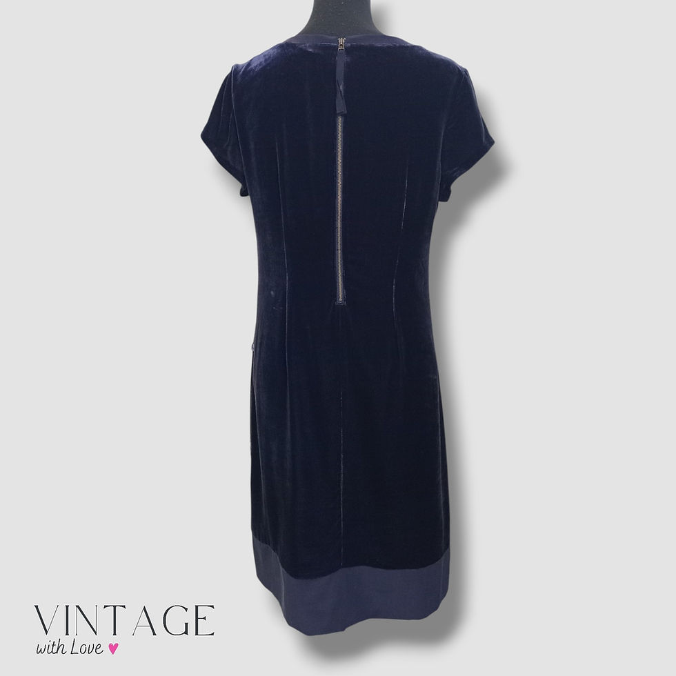 Thumbnail: Boden Navy Blue Velvet Dress – Size UK12