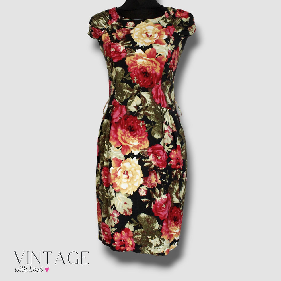 Jo Borkett Black Floral Dress – Size S