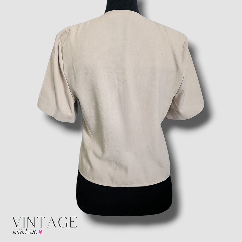 Thumbnail: Jo Borkett Beige Cropped Jacket - Size 34