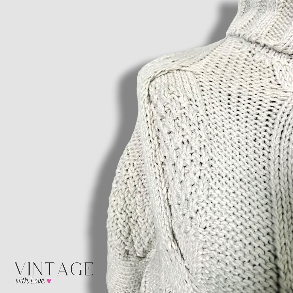 Thumbnail: RE: Light Grey Chunky Cable Knit Jumper - Size XS