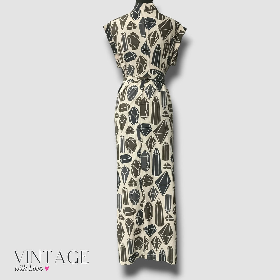 Thumbnail: Heart & Heritage Cream White Multicolored Diamond Patterned Dress - Size XL (Est